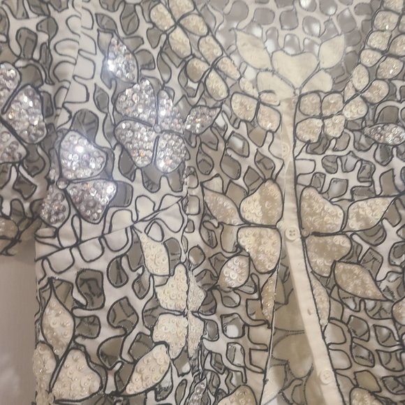 Vintage White Sequin Shirt/Jacket - Picture 3 of 5